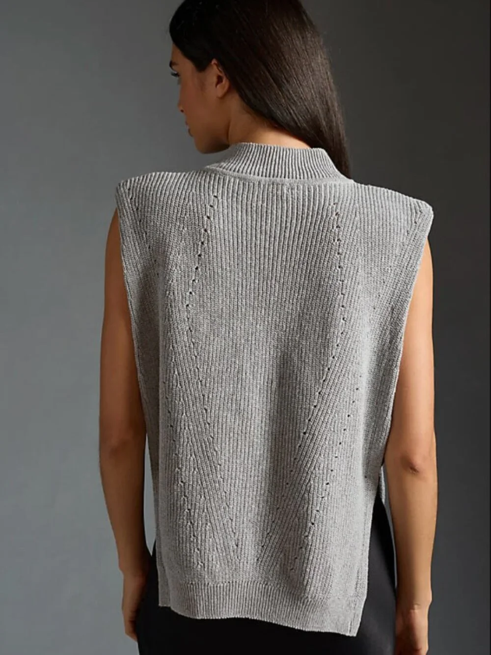 Pilcro Anthropologie Mock Neck Layering Sweater Vest (Gray) - M/L - Picture 2 of 8